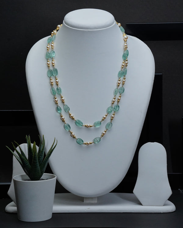 Ivika Green Fluorite & Pearl Double Necklace