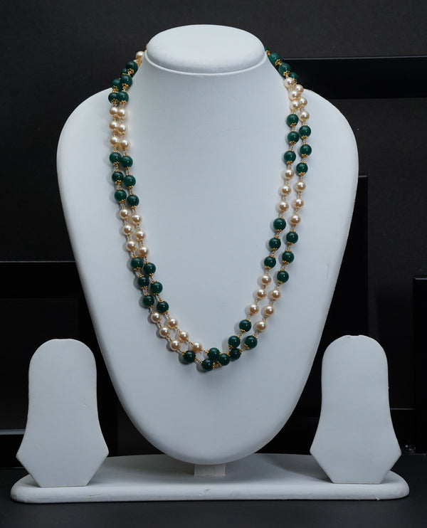 Ivika Jade Emerald & Pearl Double Necklace