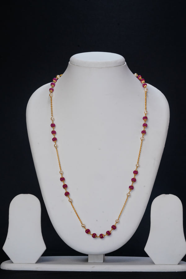 Ivika Chatham Ruby & Pearl Single-Line Necklace