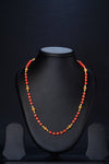 Ivika Precious Coral Nakshi & Pearl Single-Line Necklace