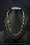 925 silver Beryl Emerald & Pearl Necklace – Triple Line