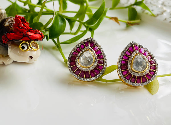 925 silver red earrings