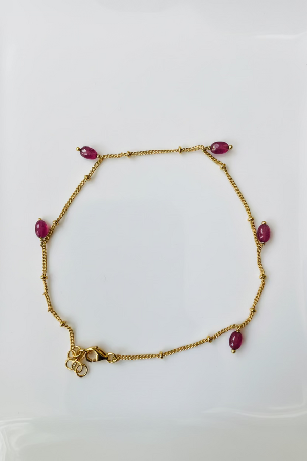 925 silver ruby anklet