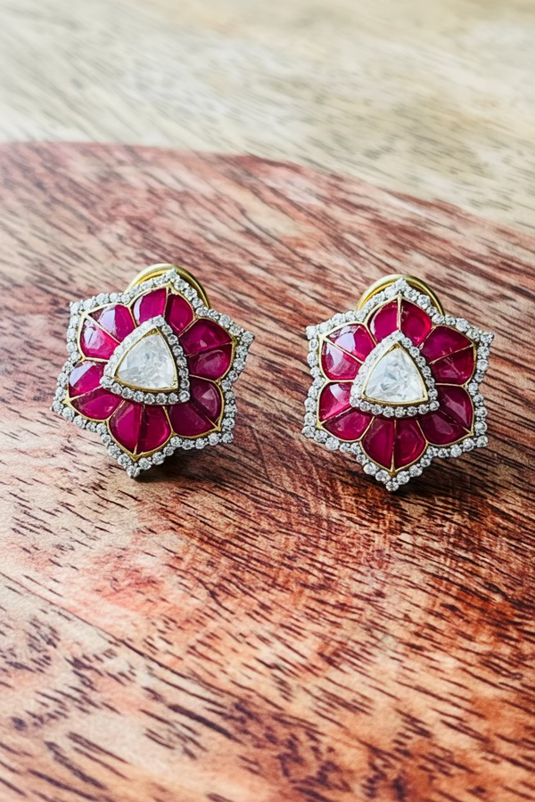 925 silver floral moissanite earrings