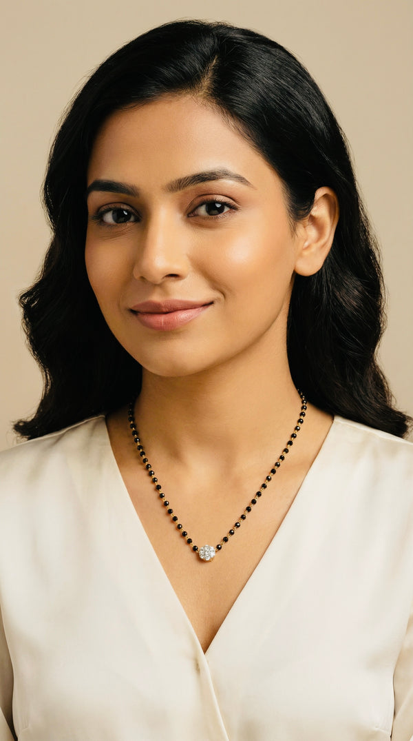 Ivika cz black beads chain