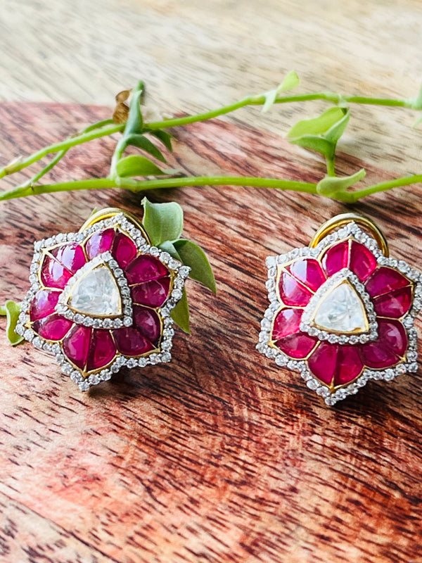 925 silver floral moissanite earrings
