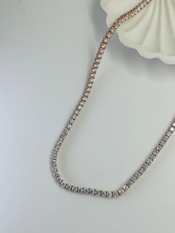 925 silver cz chain with rose gold polish