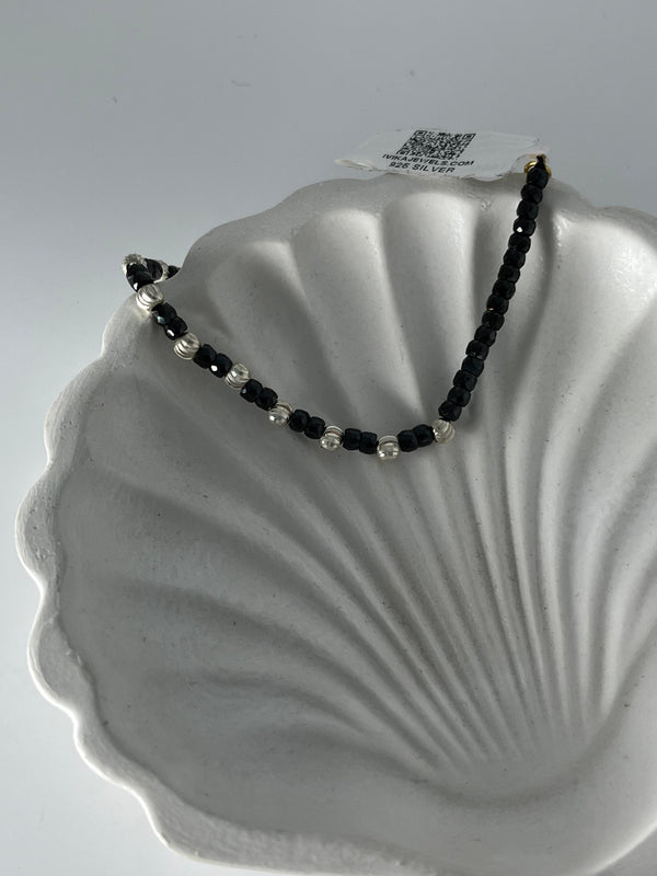 925 silver black beads bracelets