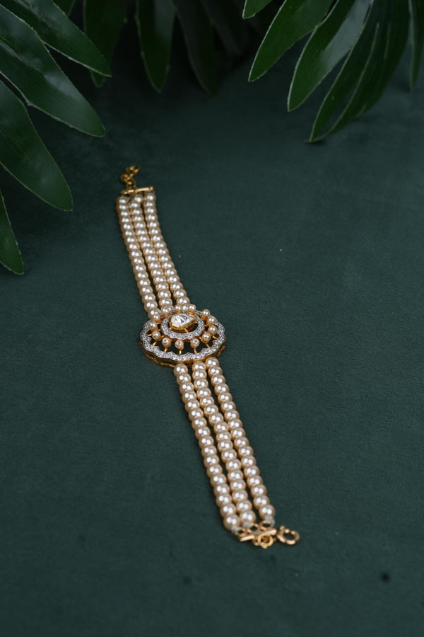 925silver pearl moissanite bracelet