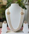 925 silver 3 lines pearl necklace with earrings