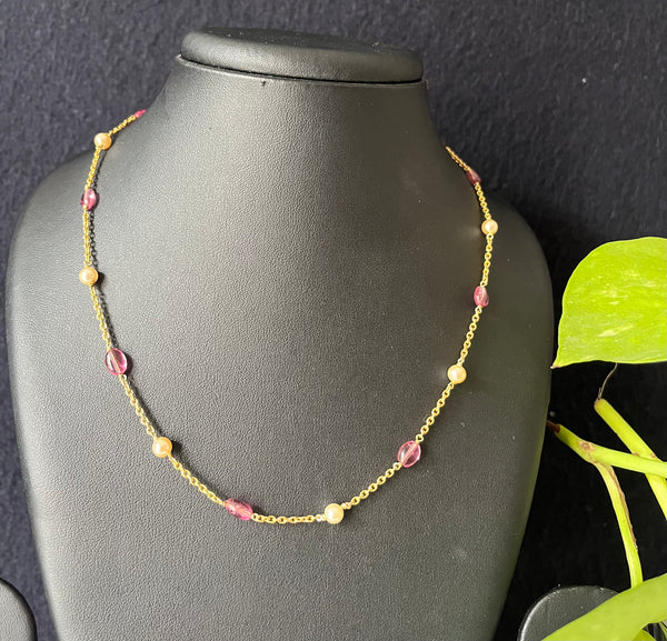 GF tourmaline and pearl 925 silver chain