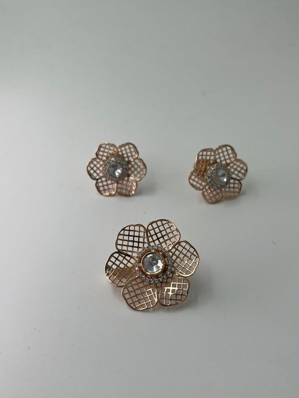 925 silver rose gold pendant with earrings
