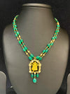 Ivika Green Onyx & Pearl Double-Line Necklace with Ganesha Pendant