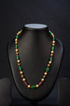 Ivika Beryl Emerald, Ruby & Pearl Nakshi Necklace – Single Line