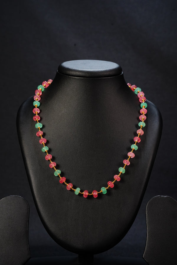 Ivika Strawberry Melon & Green Stone Necklace