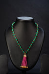 Ivika Onyx Locket Necklace with Pink Tassels