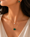 925 silver double line emerald and moissanite neck piece