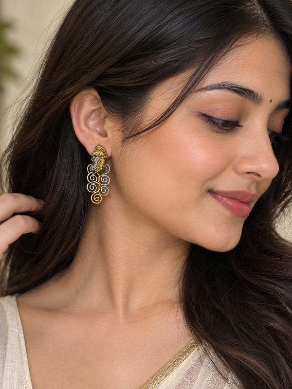 925 silver peacock design earrings