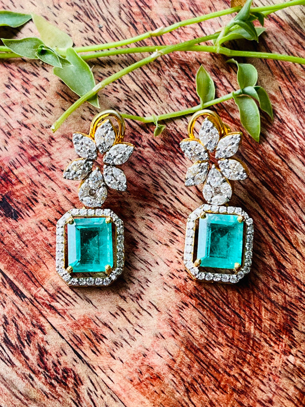 925 silver green earrings