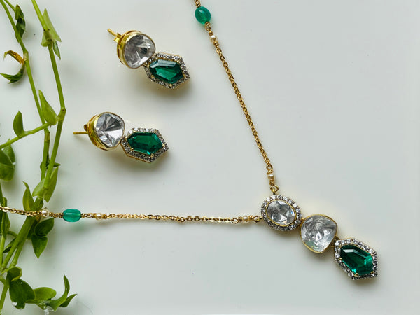 925 moissanite emerald locket set