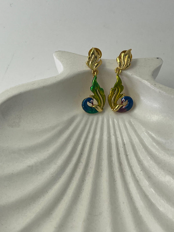 925 silver peacock earrings