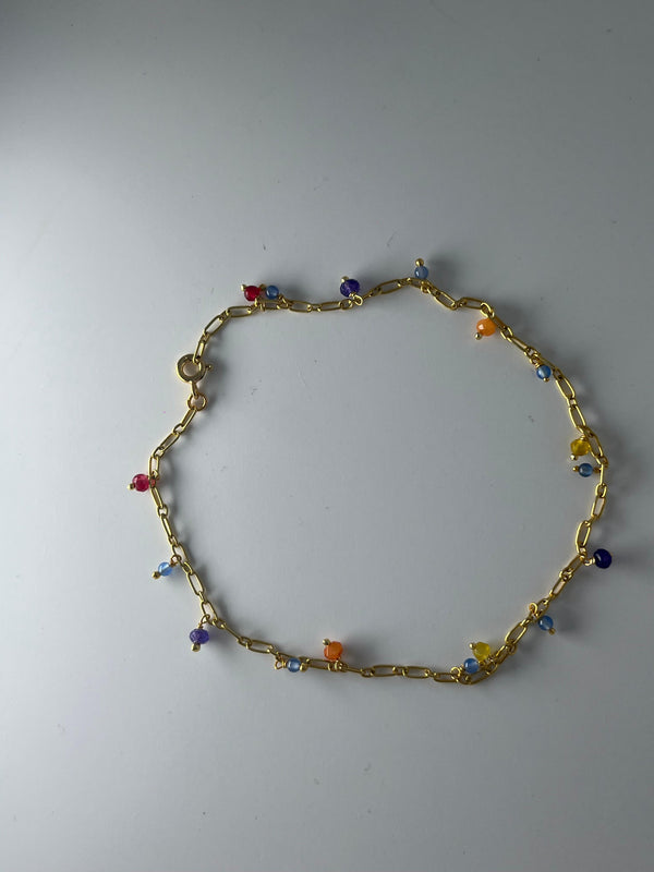 925 silver colour stone anklet