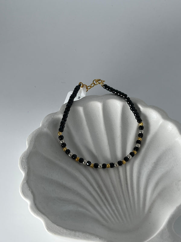 925 silver black beads bracelet
