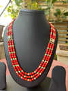 Ivika 3lines coral necklace with moissanite broach