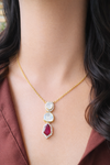 925 silver moissanite pendant set with colour stone