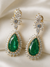 Moissanite and emerald earrings