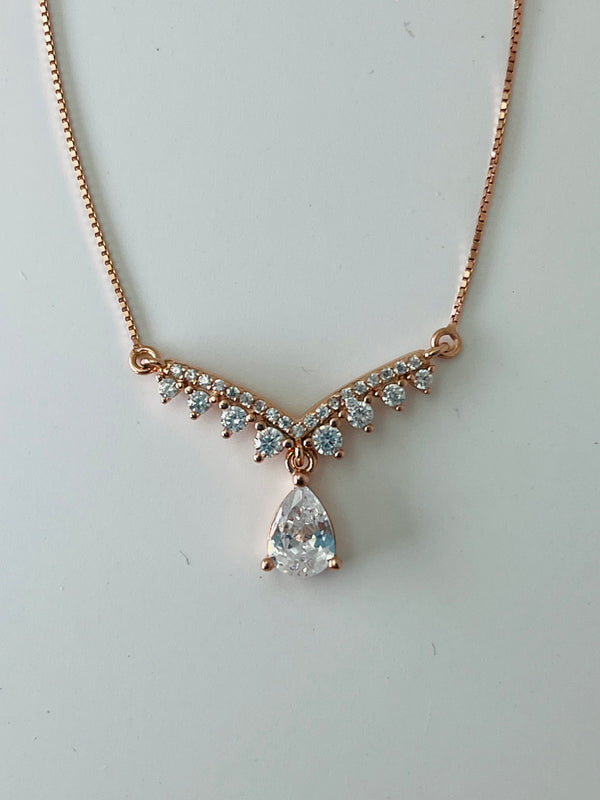 925 silver rose gold pendant with chain