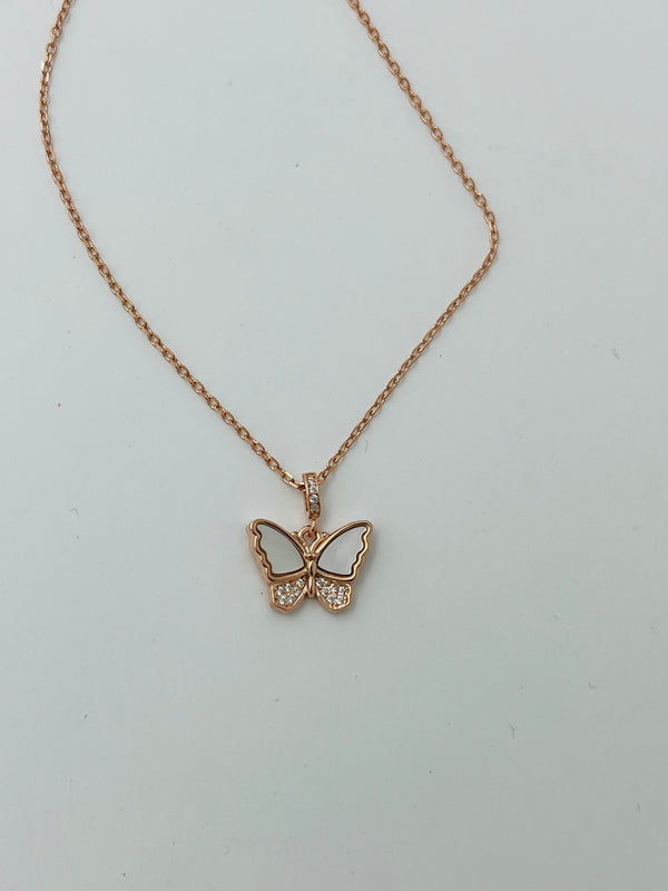 925 silver rose gold butterfly pendant with chain
