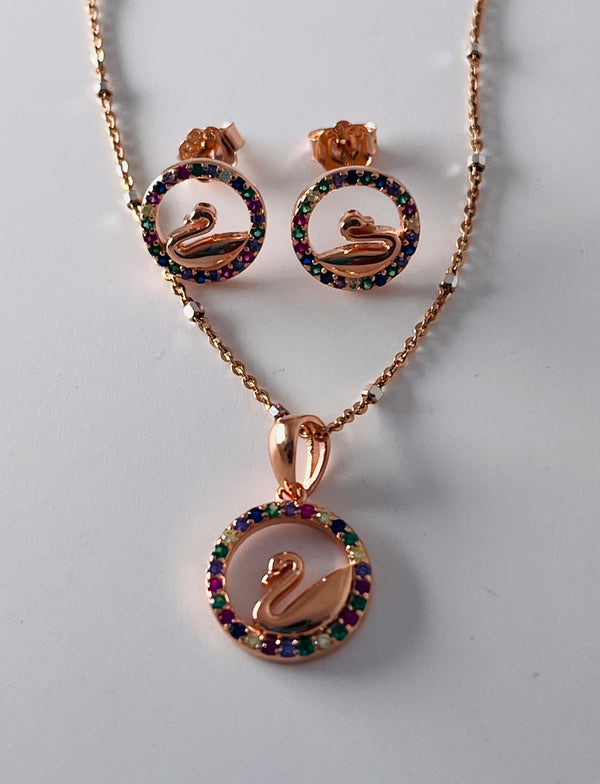 925 silver rose gold pendant set