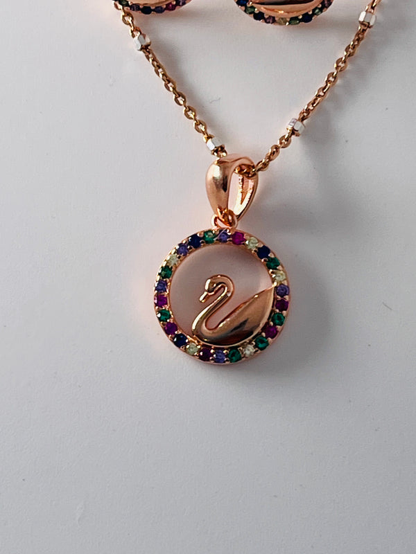925 silver rose gold pendant set