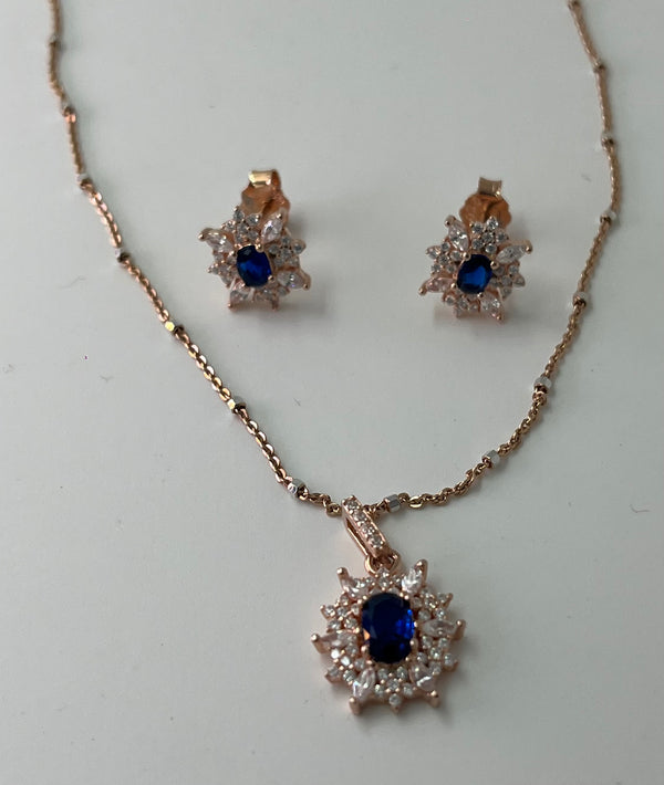 925 silver rose gold pendant with earrings