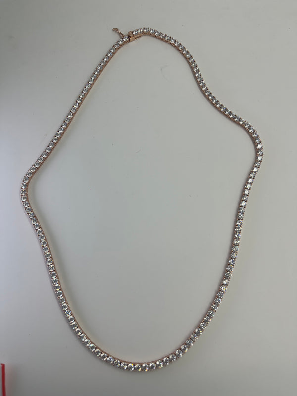 925 silver cz chain with rose gold polish