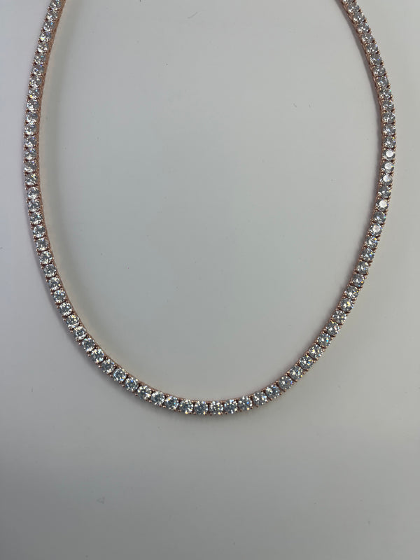 925 silver cz chain with rose gold polish