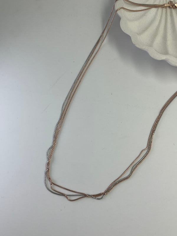 925 silver dual polish 3 lines chain