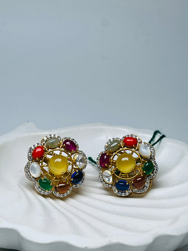 925 silver navratan earrings
