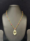 Ivika Green Amethyst Teardrop Pendant With Glass-Filled Tourmaline