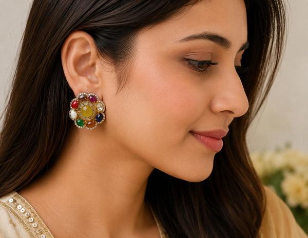 925 silver navratan earrings